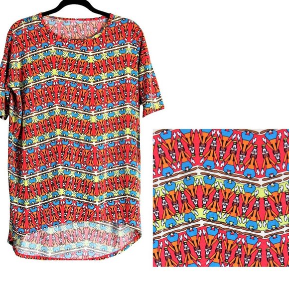 LulaRoe Disney IRMA Red Sz XS Goofy Anthropomorphic Dog Tunic Top New High Low - Picture 1 of 9
